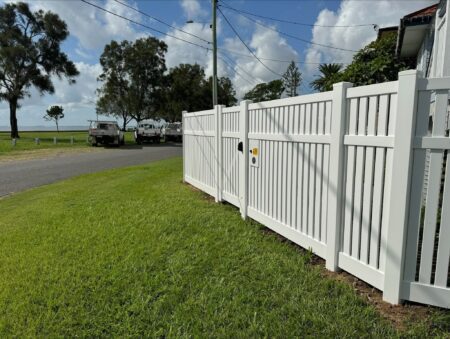 Caroline PVC fence gallery installation along a residential frontage in Queensland